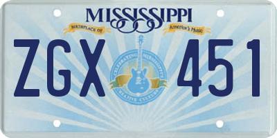 MS license plate ZGX451