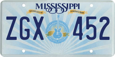 MS license plate ZGX452
