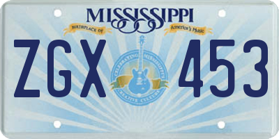 MS license plate ZGX453