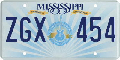 MS license plate ZGX454
