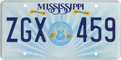 MS license plate ZGX459