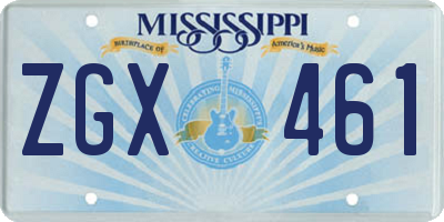 MS license plate ZGX461