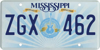 MS license plate ZGX462