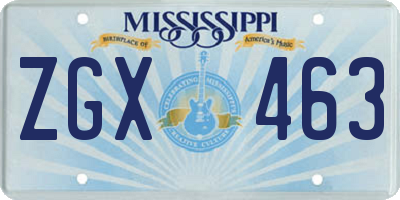 MS license plate ZGX463