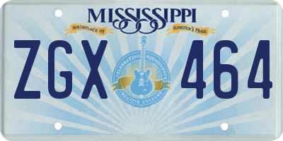 MS license plate ZGX464