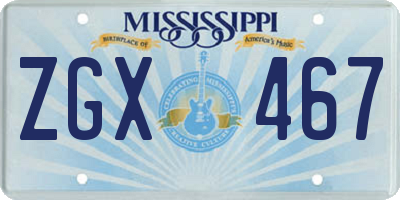 MS license plate ZGX467