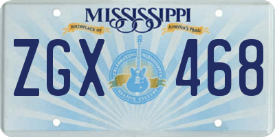 MS license plate ZGX468