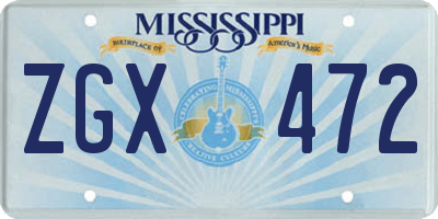MS license plate ZGX472