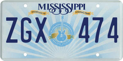 MS license plate ZGX474