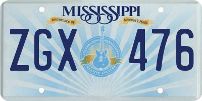 MS license plate ZGX476