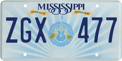 MS license plate ZGX477