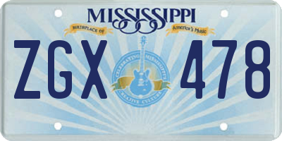 MS license plate ZGX478