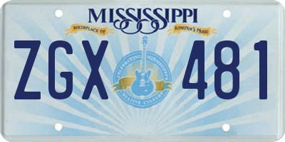 MS license plate ZGX481