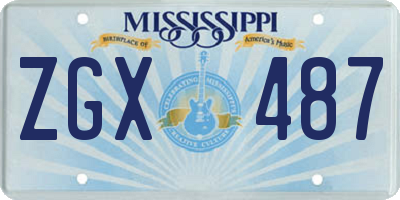 MS license plate ZGX487