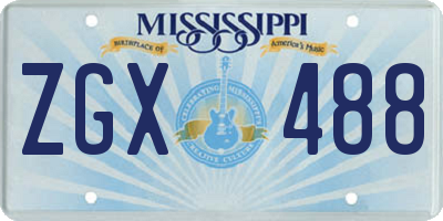 MS license plate ZGX488