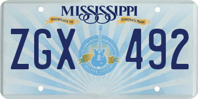 MS license plate ZGX492
