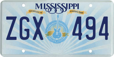 MS license plate ZGX494