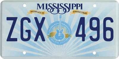 MS license plate ZGX496