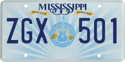 MS license plate ZGX501