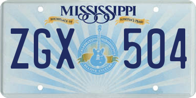MS license plate ZGX504