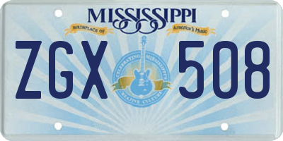 MS license plate ZGX508