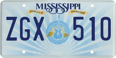 MS license plate ZGX510