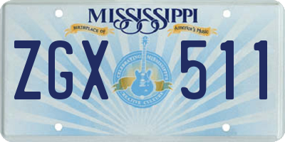 MS license plate ZGX511