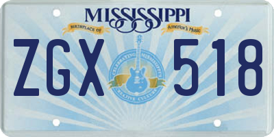 MS license plate ZGX518