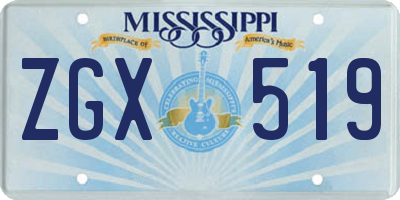 MS license plate ZGX519