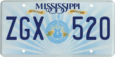 MS license plate ZGX520