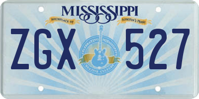 MS license plate ZGX527