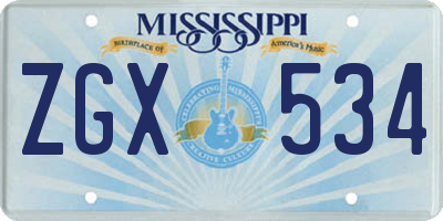 MS license plate ZGX534