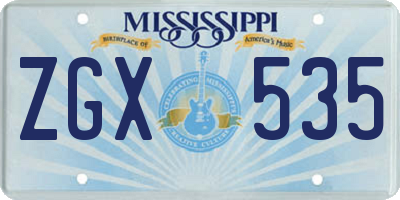 MS license plate ZGX535