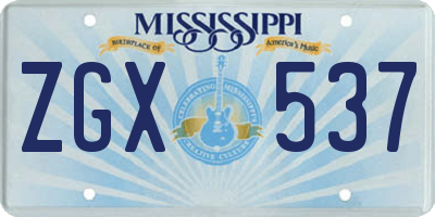 MS license plate ZGX537