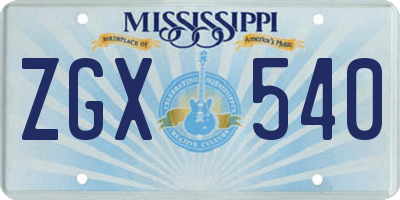 MS license plate ZGX540