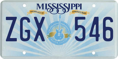 MS license plate ZGX546