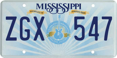 MS license plate ZGX547