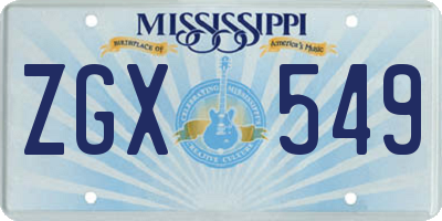 MS license plate ZGX549
