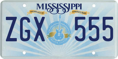 MS license plate ZGX555