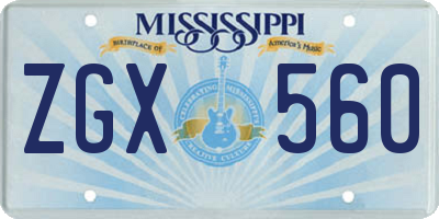 MS license plate ZGX560