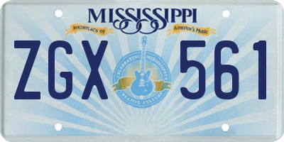 MS license plate ZGX561
