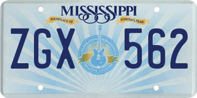 MS license plate ZGX562