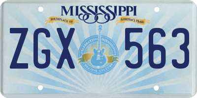 MS license plate ZGX563