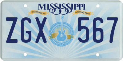 MS license plate ZGX567