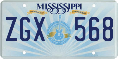 MS license plate ZGX568