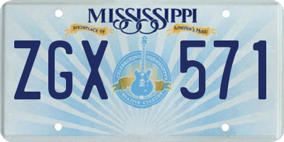 MS license plate ZGX571
