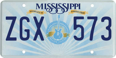 MS license plate ZGX573