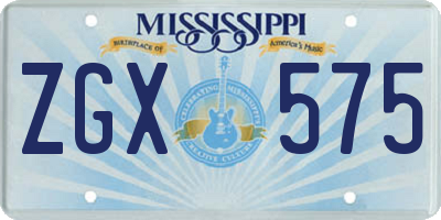 MS license plate ZGX575