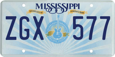MS license plate ZGX577