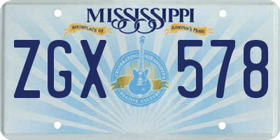 MS license plate ZGX578